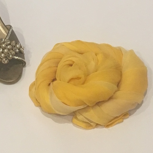 Sunshine Yellow silk scarf wrap shawl hijab turban - Picture 3 of 6